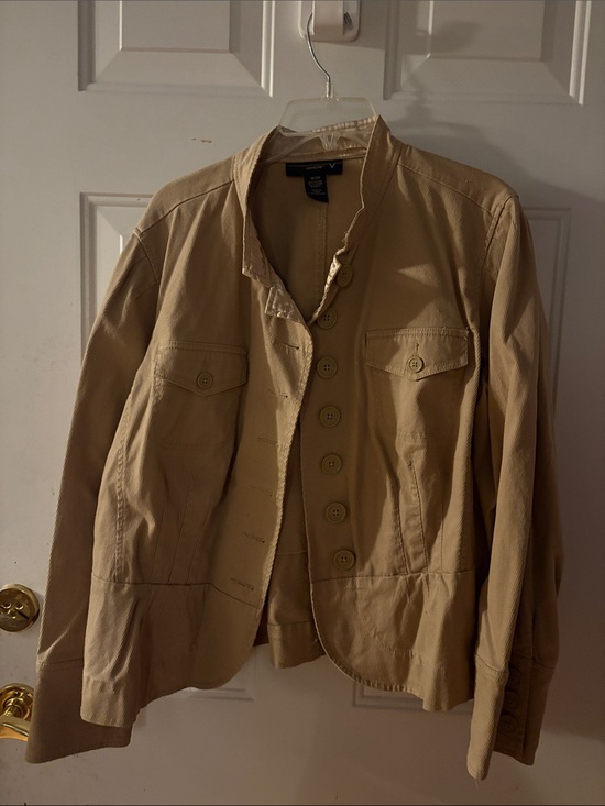 Venezia Jackets & Blazers - Lane Bryant Venezia Women's Utility Jacket in Tan - Classic Button-Front